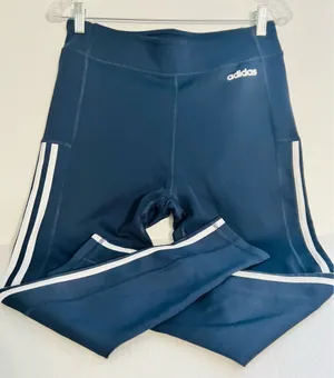Adidas Navy Leggings with White Stripes thumbnail 2