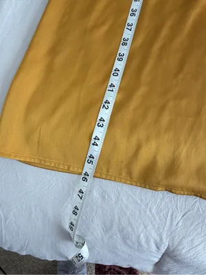 Zara Mustard Satin Midi Slip Dress‎ with Ruched Front Size Large thumbnail 7