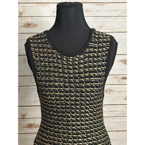 Alice+Olivia black/gold tweed sleeveless A-line textured knit mini dress Size XS thumbnail 2