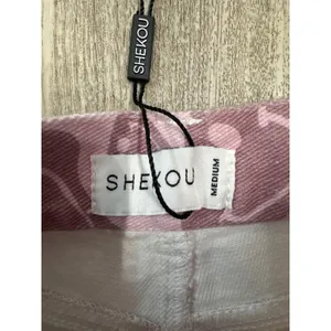 Shekou Pink Smiley Face Print High Waisted Wide Leg Jeans Womens Medium NEW thumbnail 4