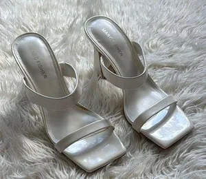 Marc Fisher White Patent Zasha Heel Sandals thumbnail 1