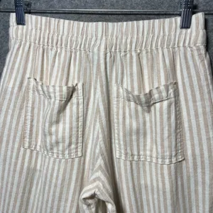 A New Day‎ Tan White Striped Linen Blend Wide Leg Drawstring Pants XS thumbnail 9