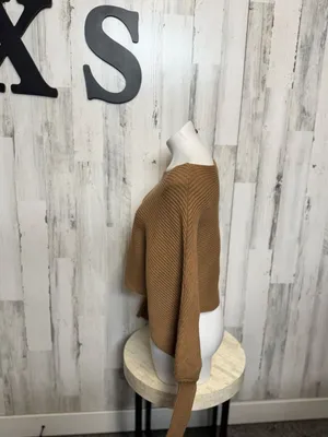 Altar'd State Batwing Cropped Sweater Womens Extra Small Camel Brown Knit thumbnail 4