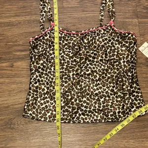 NWT Vintage Y2K Kathryn Leopard Camisole Top Tan Black Ivory Wet Pink Trim Small thumbnail 9