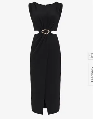 Zara Black Sleeveless Midi Dress with Decorative Ring Cutout thumbnail 4