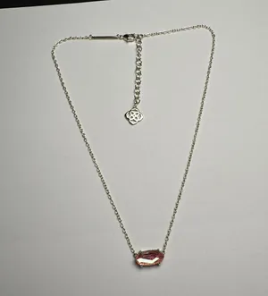 Kendra Scott Dichronic Glass Pink Gold Tone Necklace Adjustable Length thumbnail 1