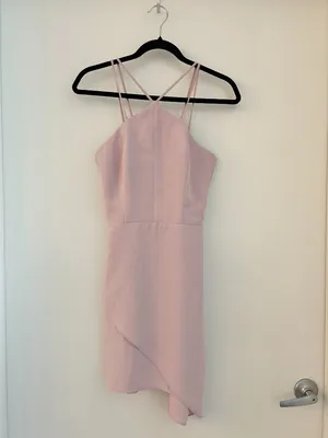 Amanda Uprichard Odean Asymmetrical Baby Pink Purple Cocktail Mini Dress Size S thumbnail 2