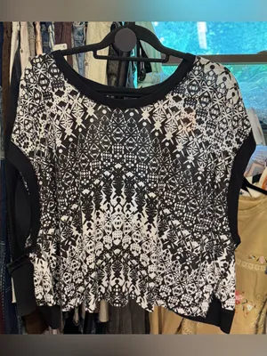 NWT Free People FP Movement My Time Printed Tee - White Black Geo Combo - XL thumbnail 7
