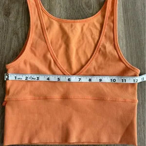 Lululemon Power Pivot Ribbed Tank Top Cropped Orange XS S Sleeveless Halter‎ thumbnail 6