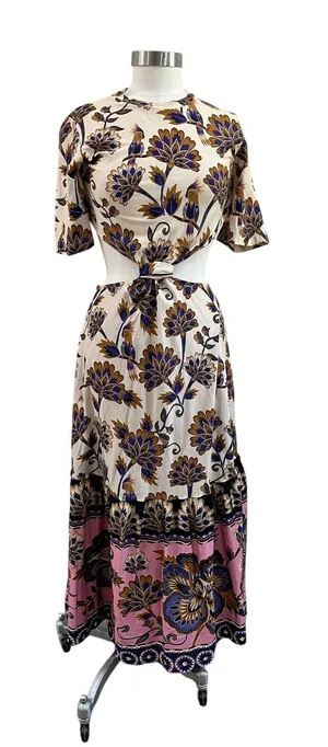 Farm Rio Jasmin‎ Mixed Print Midi Dress Boho Tropical Size M/L thumbnail 1