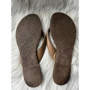 Tory Burch Tan Leather Flip Flops with Buckle size 8 thumbnail 4