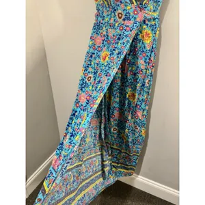 Pretty Garden Wrap Short Sleeve Maxi Dress Colorful Beautiful Boho Prairie sz M thumbnail 9