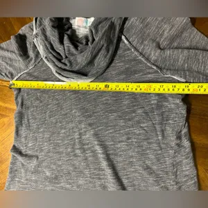 Free People Beach Gray Cowl Neck Turtleneck Sweater One Body Raw Edges *HOLE thumbnail 6