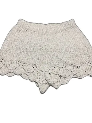 Bluivy Ivory Crochet Knit Sweater Shorts Set Boho Beach Resort Cover Up Lounge M thumbnail 2