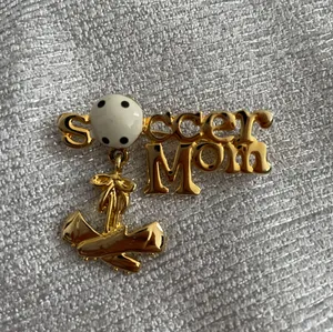 Vintage Soccer Mom Pin Brooch Ball Shoes Costume Jewelry thumbnail 1