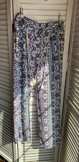 Boho Flowy pants with geometric design size m Blue Size M thumbnail 1