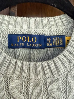 Polo Ralph Lauren Grayish Green Cable-Knit Short Sleeve Crewneck Sweater Size XS thumbnail 2