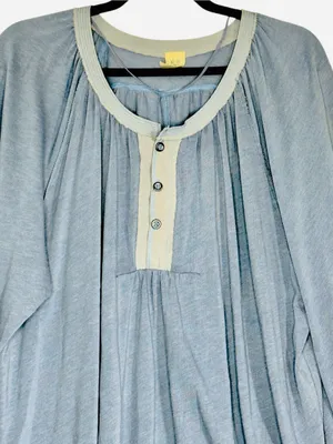 We The Free Free People Blue Boho Peasant Top Balloon Sleeve Medium oversized thumbnail 4