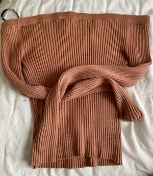 Off the shoulder ribbed sweater thumbnail 2