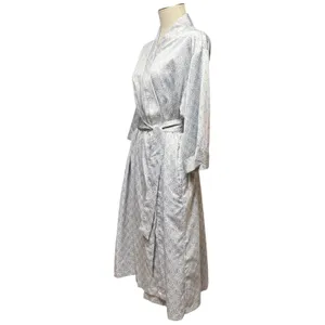 Cabernet by Sleep Sense Satin Wrap Robe Silver Gray White Medium thumbnail 3