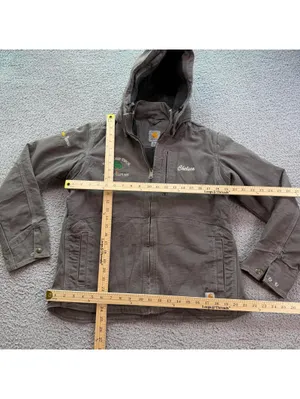 Carhartt Women Full Swing Hooded Work Jacket Fleece Lined Brown M Utility Canvas thumbnail 3