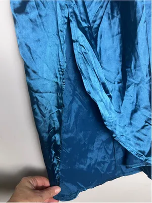 CIDER Teal Satin Asymmetrical Midi Skirt XS Y2K Fairy Grunge Going Out NWT thumbnail 6