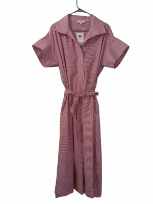Elan Red & White Stripe Short Sleeve Midi Dress(Size Large) thumbnail 4
