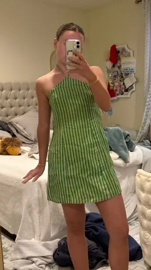 Faithfull the Brand Green Halter Dress thumbnail 1