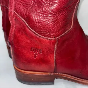 Frye Cherry Red Leather Riding Boots thumbnail 2