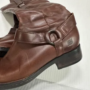 Born Riding Boots Womens 7.5 Brown Leather Knee High Zip Strap Block Heel W62417 thumbnail 9