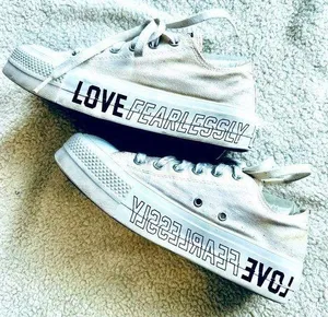 Converse platform shoes. Love fearlessly on the side & small heart on the back. thumbnail 1