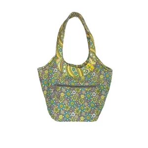Vera Bradley Quilted "Lemon Parfait" Yellow Large Hobo Handbag Paisley‎ Bright thumbnail 4