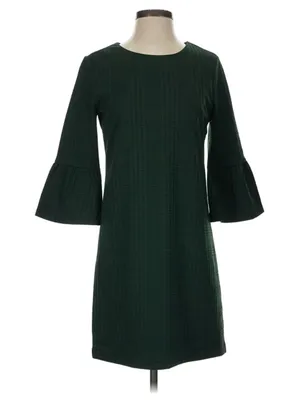 Banana Republic Women's Size 4 Dress Dark Green Textured‎ Holiday Bell Sleeve thumbnail 1