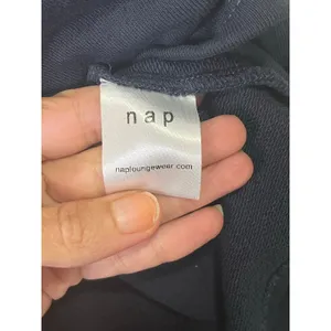 NAP Navy Cropped Tie Front Sweatshirt Balloon Sleeve Pullover Lounge Top Small thumbnail 7