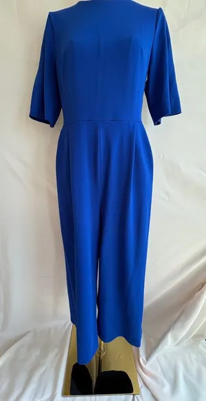Calvin Klein Women's Size 8 Royal Blue Jumpsuit with Elbow-Length Sleeves thumbnail 1