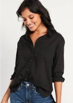 Old Navy Black Button-Down Women's Shirt thumbnail 1