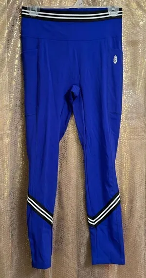 Free People Movement Cobalt Blue Zephyr Striped Leggings Small thumbnail 1