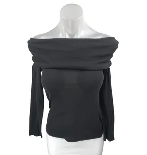 Zara Women's Black Off The Shoulder Long Sleeve Sweater Knit Blouse Top Size L thumbnail 1