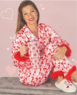Simply Southern Red and Pink Heart Satin Pajamas size XL thumbnail 8