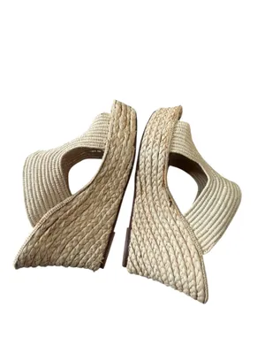 Carrie Forbes Lina Cutout Slide Wedge sandals in natural 39 NWOT thumbnail 4