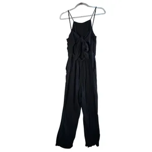 Abercrombie & Fitch Jumpsuit‎ Tie Back Viscose Black Size M Wide Leg Boho Chic thumbnail 2