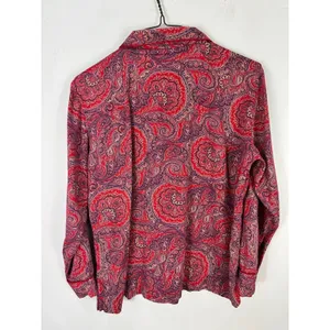 Lauren Ralph Lauren Pajama Top Womens L Red Paisley Long Sleeve Sleep Shirt‎ LRL thumbnail 4