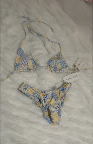 European summer capri patchwork bikini Blue Size XS thumbnail 3