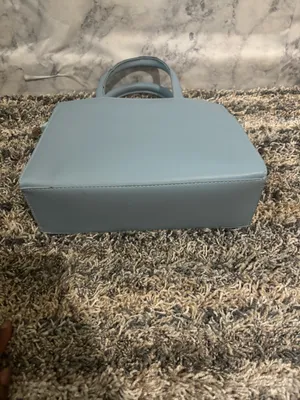 Light Blue Structured Tote Handbag with Gold Hardware thumbnail 4