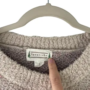 Loveriche Women's Size Small‎ Fuzzy Teddy Pink Cream Cozy Sweater thumbnail 5