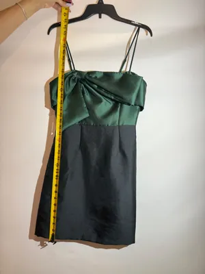 Hutch Serena Bow Emerald Green Black Satin Colorblock Tie Bustier Mini Dress 4 thumbnail 5