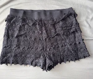 🌸 Express Black Crochet Tiered Skort Shorts thumbnail 1