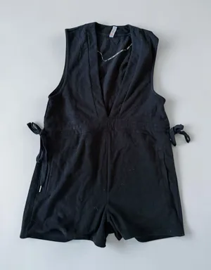 MONO B Black Terry Soft Romper Size Large thumbnail 1