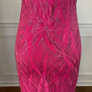 Vintage Y2K Ynes Stretchy BodyCon Mini Dress Bold Pink Glitter S thumbnail 7