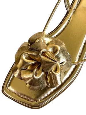 NEW INC Int'1 Concepts Glima Flower Ankle Wrap Sandals Gold Size 6 thumbnail 5